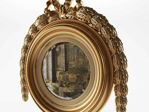  圆形古董镜3d模型 