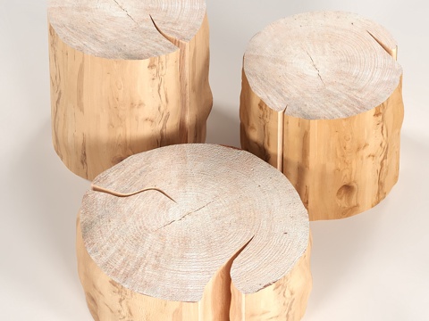  3张树桩咖啡桌3d模型 