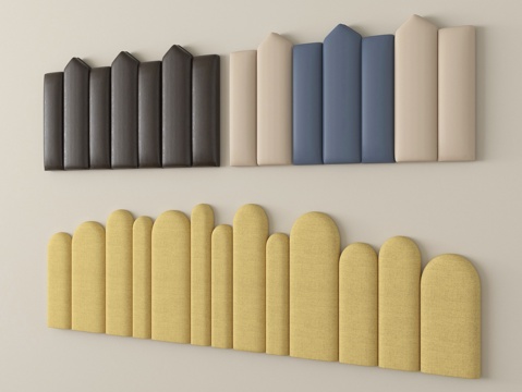  现代床靠背 床品 床头3d模型 