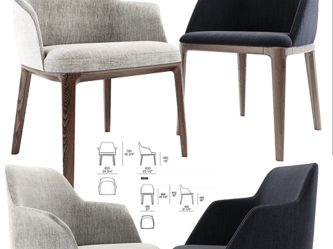  Poliform Sophia And Grace扶手餐椅3d模型 