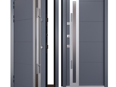 入户金属门 Inox S-2（您的门框）3d模型 