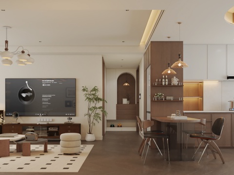  中古风客餐厅3d模型 