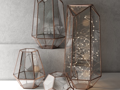  金属工艺防风灯笼3d模型 