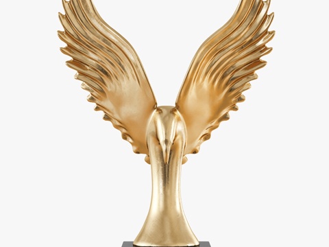  金色鹰翼雕塑3d模型 