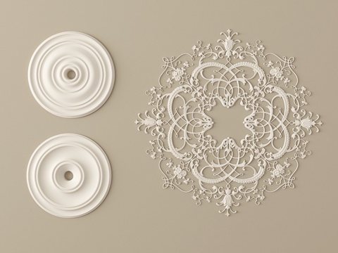  现代雕花 石膏雕花 石膏线条构件3d模型 