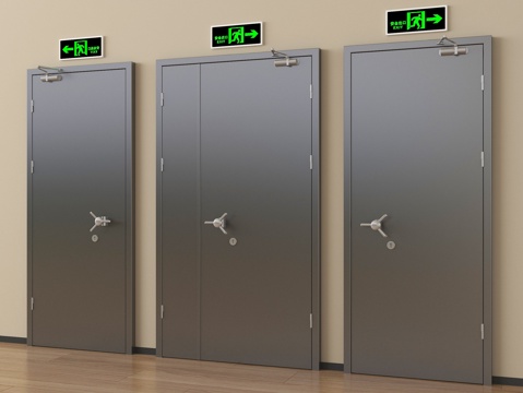 现代消防门 防火门安全出口su模型