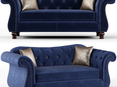  美国家具莎伦绗缝布艺双人沙发3d模型 