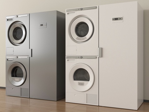 现代洗衣机 洗衣机烘干机su模型