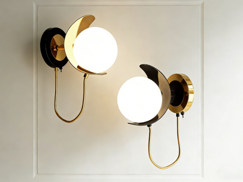 现代简约壁灯 轻奢壁灯 金色 装饰壁灯 球形灯罩su模型