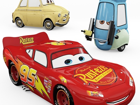  玩具 汽车 闪电麦昆、圭多、路易吉3d模型 
