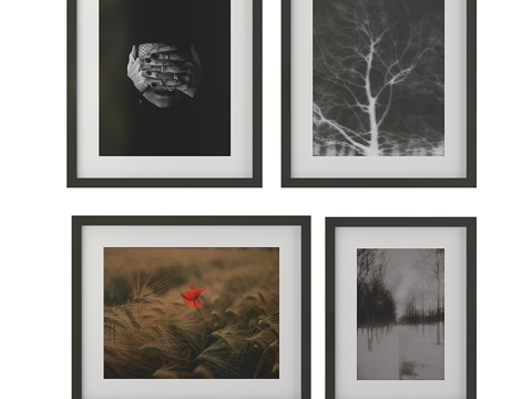  现代简约挂画相框 照片墙 装饰挂画墙 背景墙3d模型 