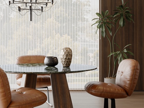 MINOTTI  libra 现代意式餐桌椅 餐厅 餐椅su模型