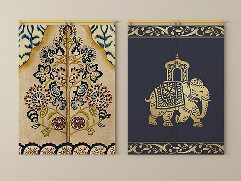 现代窗帘 门帘 布帘su模型