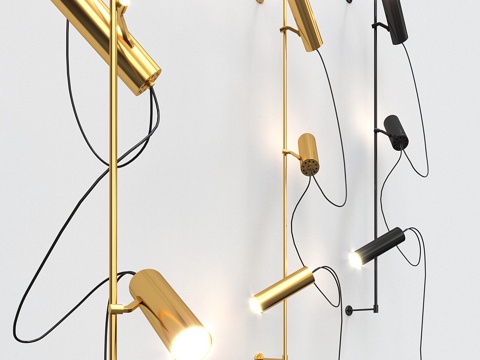  拉丝黄铜壁灯梳妆台灯3d模型 