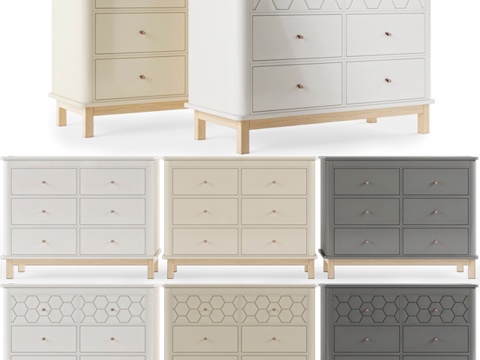  椭圆经典系列 经典六抽屉柜 [白色，3d模型 