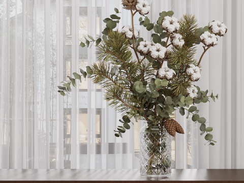 现代花瓶花艺su模型