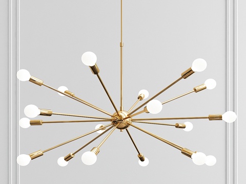  现代抛光黄铜斯普特尼克吊灯3d模型 