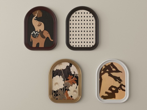 法式挂画组合 客厅挂画 装饰画su模型