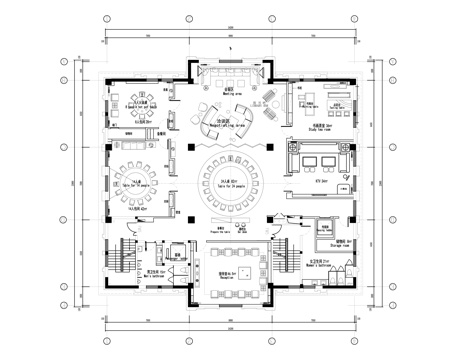 休闲接待会所平面图cad施工图