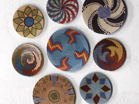  卢旺达产非洲藤编壁挂篮3d模型 