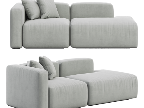  现代简约双人沙发 双人沙发 简约沙发 客厅沙发 抱枕3d模型 