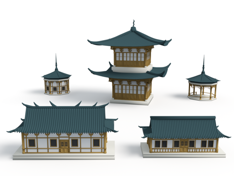  风格化资产 中式塔 古塔 中式阁楼 中式庭院 古代建筑 中式3d模型 