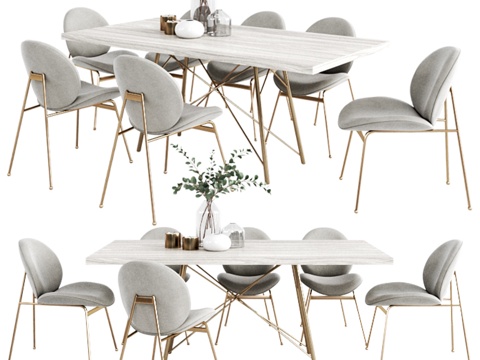  West Elm 餐桌套装 43d模型 