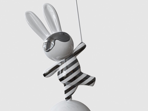  现代陶瓷小兔雕塑3d模型 