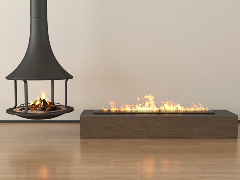  现代壁炉 嵌入式壁炉 电子壁炉su模型 