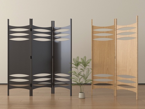  中古风屏风 折叠屏风3d模型 