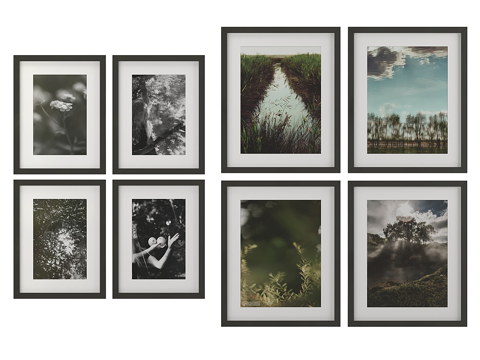  现代简约挂画相框 照片墙 装饰挂画墙 背景墙3d模型 