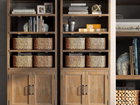  Pottery Barn PARKER 再生木书柜3d模型 