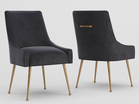  碧翠丝灰色天鹅绒边椅3d模型 