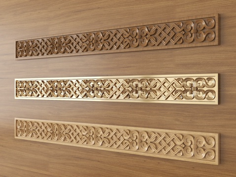 新中式雕花线条su模型