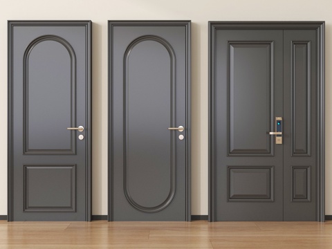  法式单开门 字母门 卧室门 平开门3d模型 