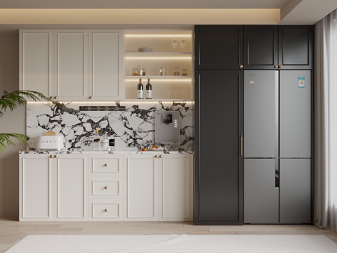 法式复古风酒柜 餐边柜su模型