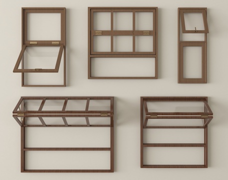 中式窗组合 折叠窗  上下折叠窗su模型