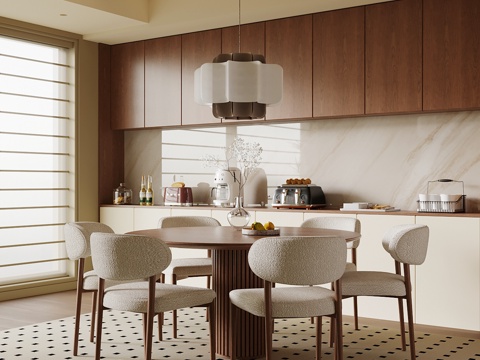  中古风餐厅su模型 