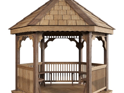  六角形凉亭3d模型 