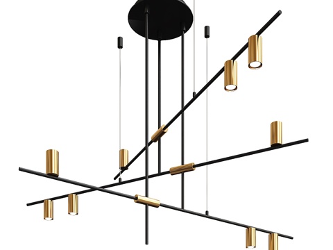  现代极简9灯厨房岛台灯3d模型 