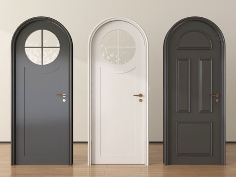  法式美式门玻璃门 平开门 对开门 子母门 木门su模型 