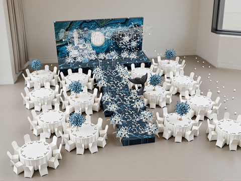 婚庆宴会美陈舞台su模型