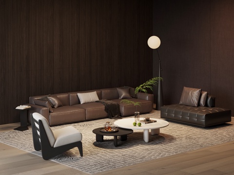  意式沙发茶几组合3d模型 