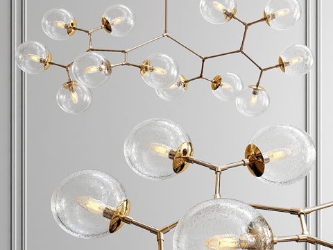  定制12灯复古玻璃灯具3d模型 