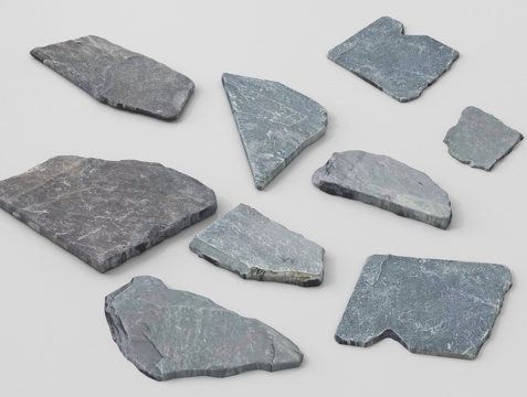  现代户外园林景观 台阶 石路 石板su模型 