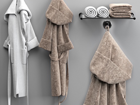  浴袍与毛巾33d模型 