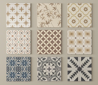  中古复古砖花砖 地砖 仿古砖su模型 