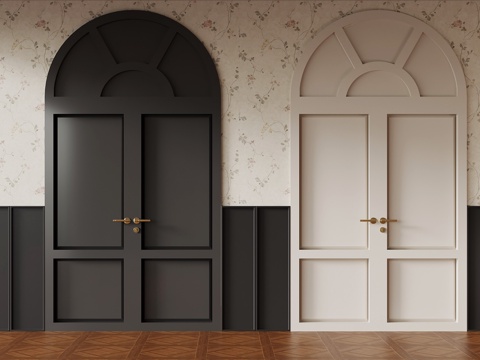 法式双开门 入户门su模型