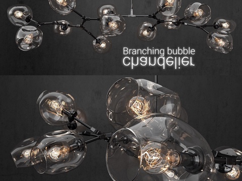  分支泡泡灯13盏 透明 黑色款3d模型 