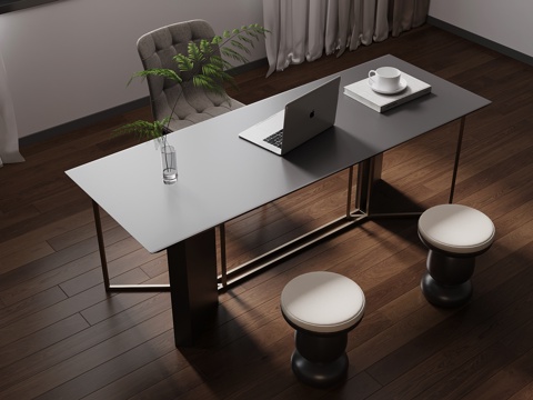  现代书桌椅su模型 